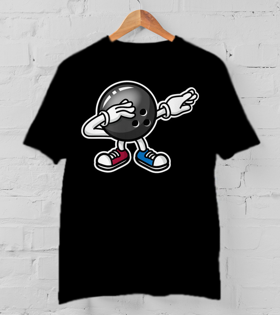 Funny The Dab Dabbing Bowling Ball Kid Bowle Sneakers T-Shirt