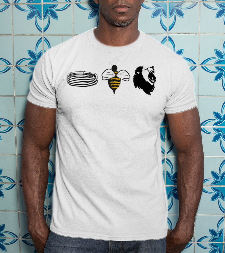 Barbed Bee Lion Funny Vintage Animal Joke Pun T-Shirt