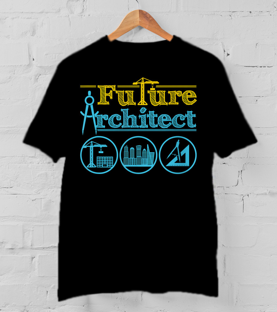 Future Architect Architecture Crane Compass Skyline Drafting T-Shirt