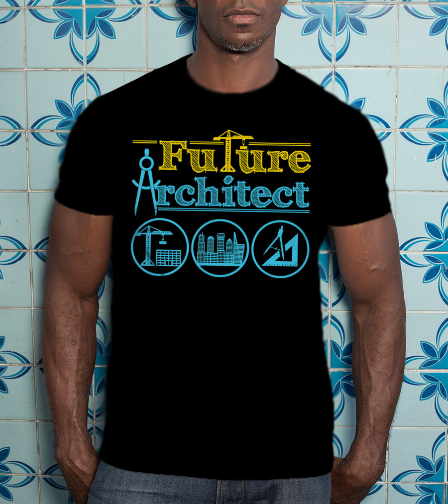 Future Architect Architecture Crane Compass Skyline Drafting T-Shirt