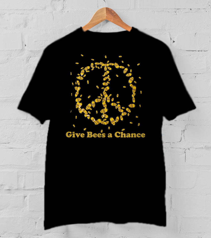 Give Bees A Chance Peace Sign Bee Swarm T-Shirt