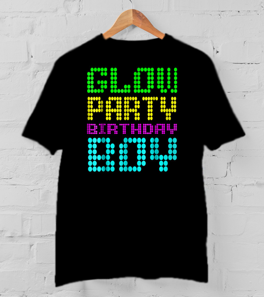 Glow Party Birthday Boy Colorful Dot Text T-Shirt