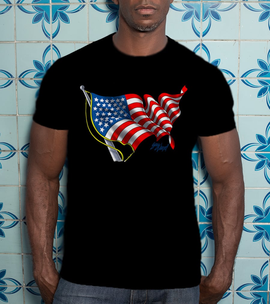 God Bless America Flag Waving T-Shirt