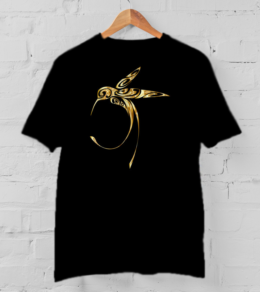 Gold Hummingbird Bird Animal Art Deco T-Shirt