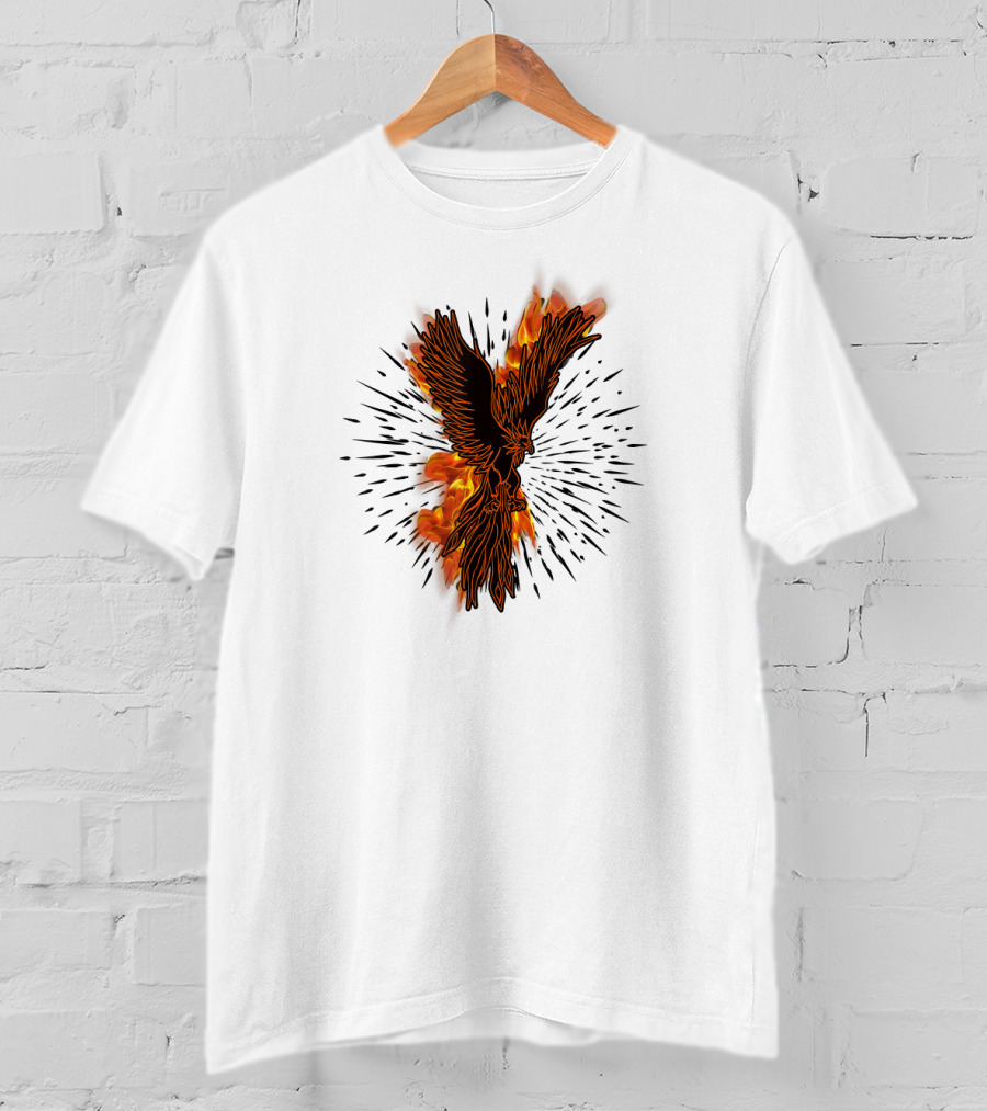 Gothic Burning Phoenix Motorcycle Riders Wil Fire Bird Flames T-Shirt