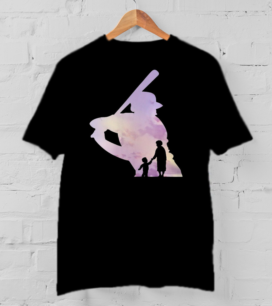 Grandma Behind Every Player Baseball Silhouette With Child Holding Hands T-Shirt