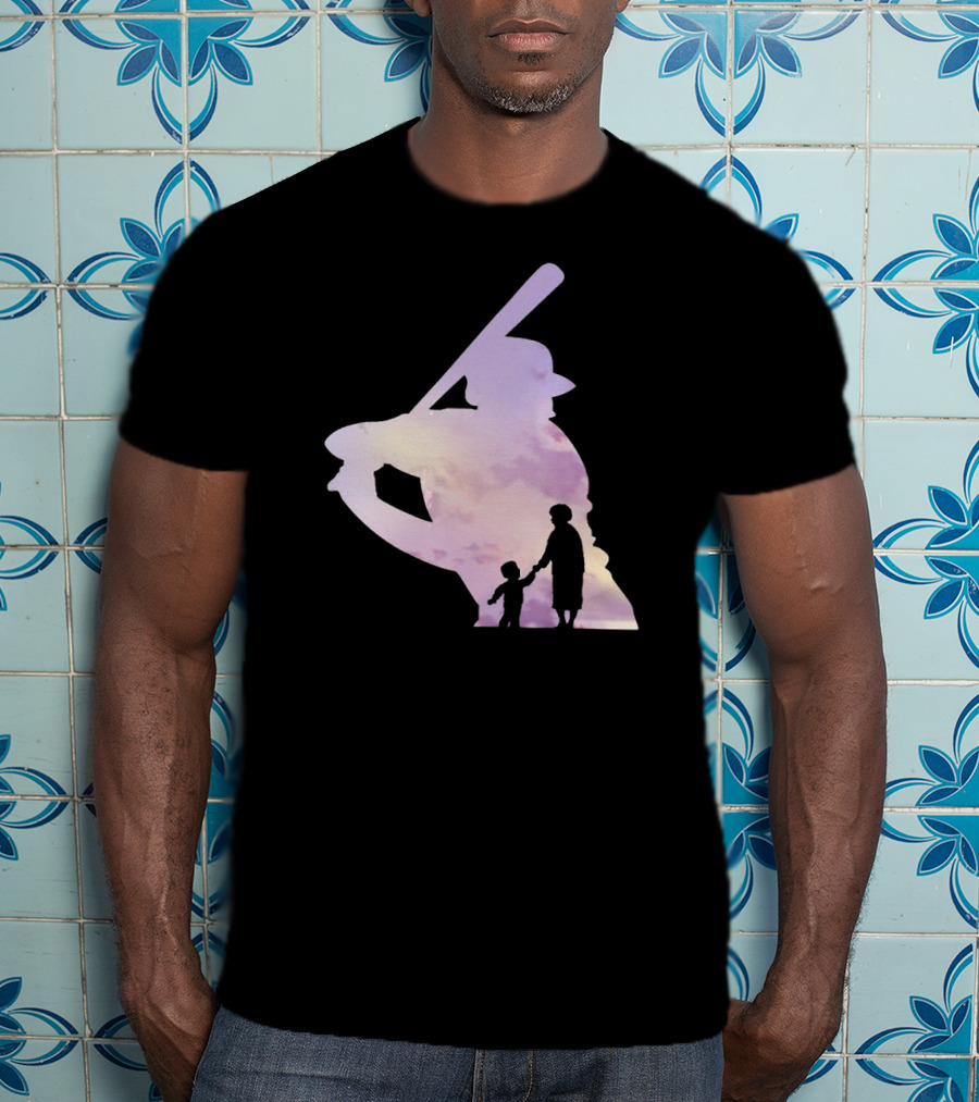 Grandma Behind Every Player Baseball Silhouette With Child Holding Hands T-Shirt