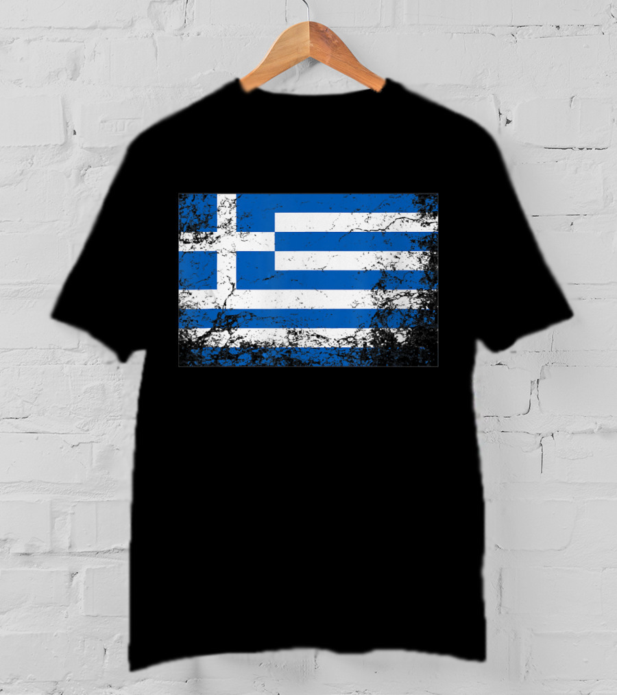 Distressed Vintage Greek National Flag T-Shirt
