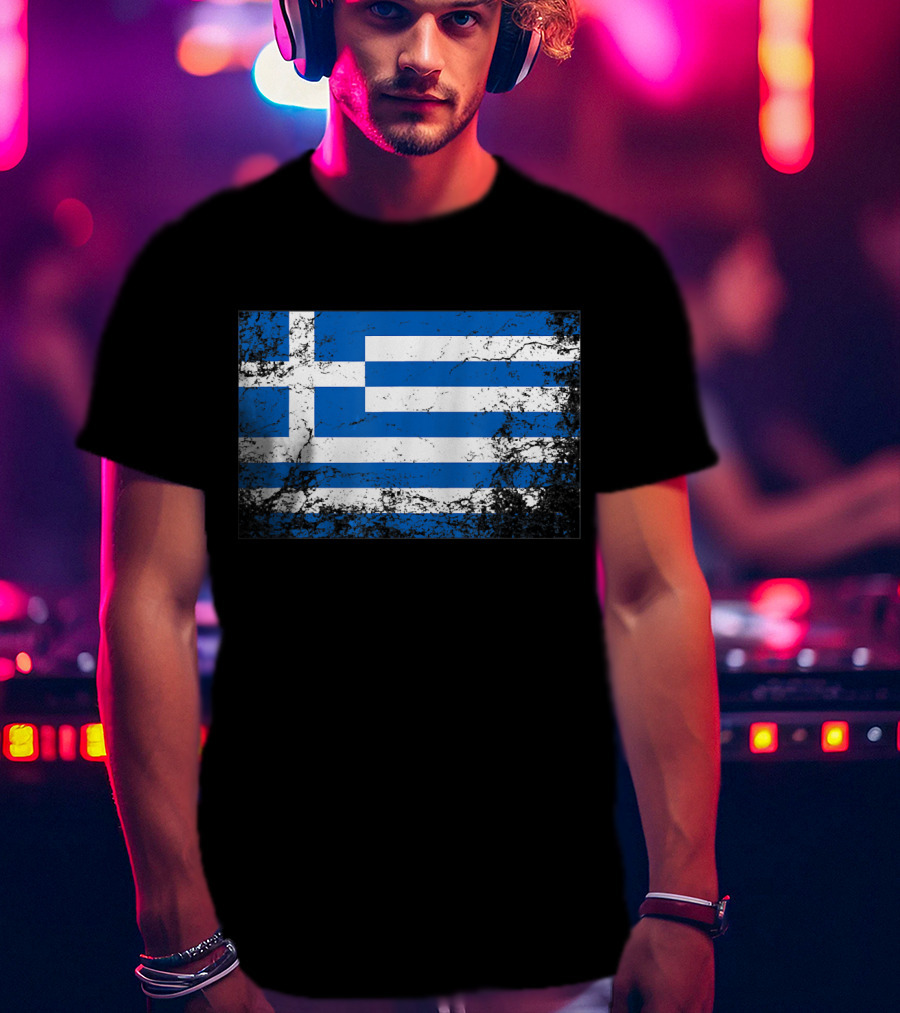 Distressed Vintage Greek National Flag T-Shirt