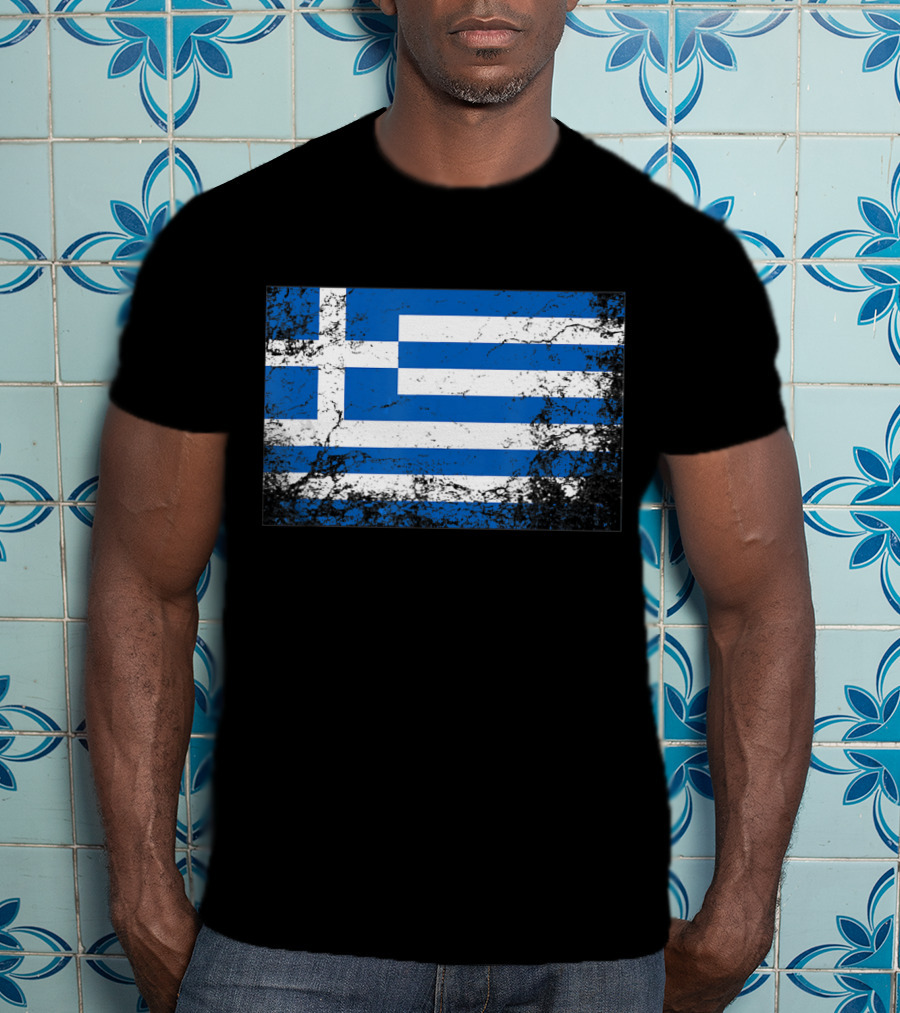 Distressed Vintage Greek National Flag T-Shirt