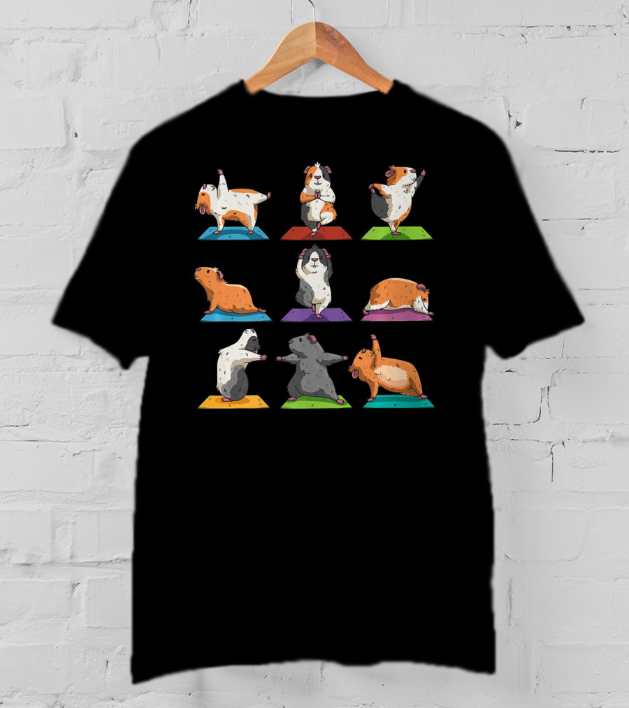 Guinea Pig Yoga Positions Workout Cute Animal Exercise Poses T-Shirt