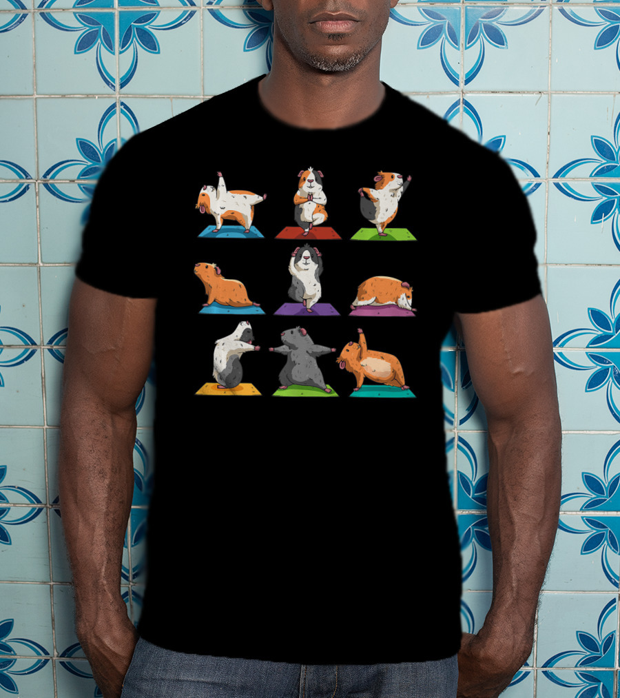 Guinea Pig Yoga Positions Workout Cute Animal Exercise Poses T-Shirt