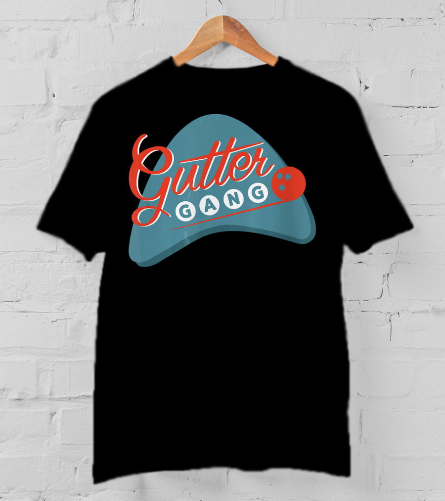 Gutter Gang Bowling League Team Retro Bowling Ball T-Shirt