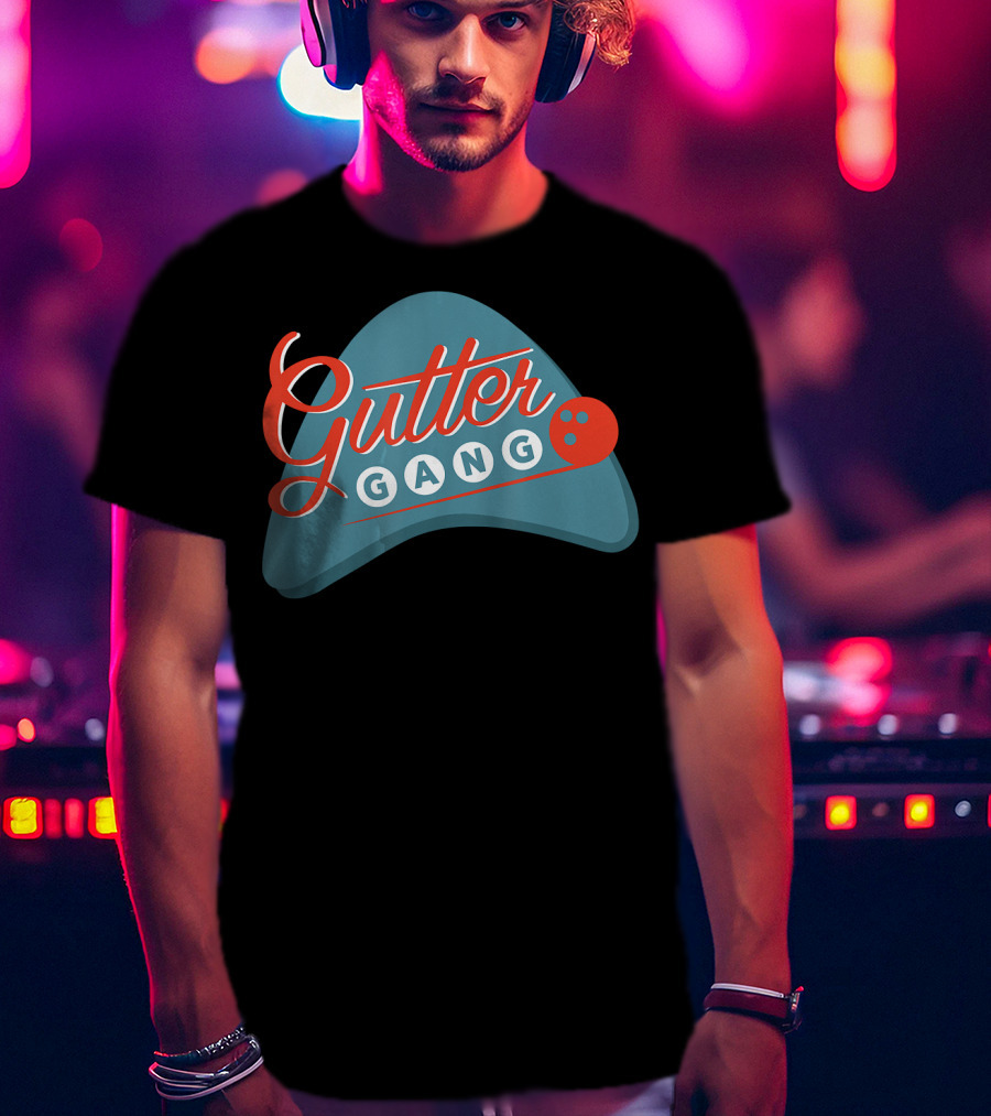 Gutter Gang Bowling League Team Retro Bowling Ball T-Shirt