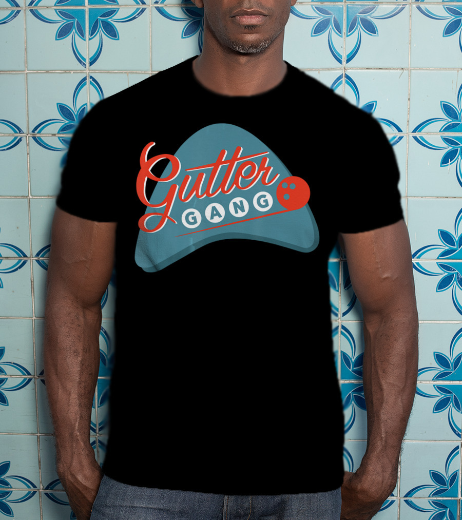 Gutter Gang Bowling League Team Retro Bowling Ball T-Shirt