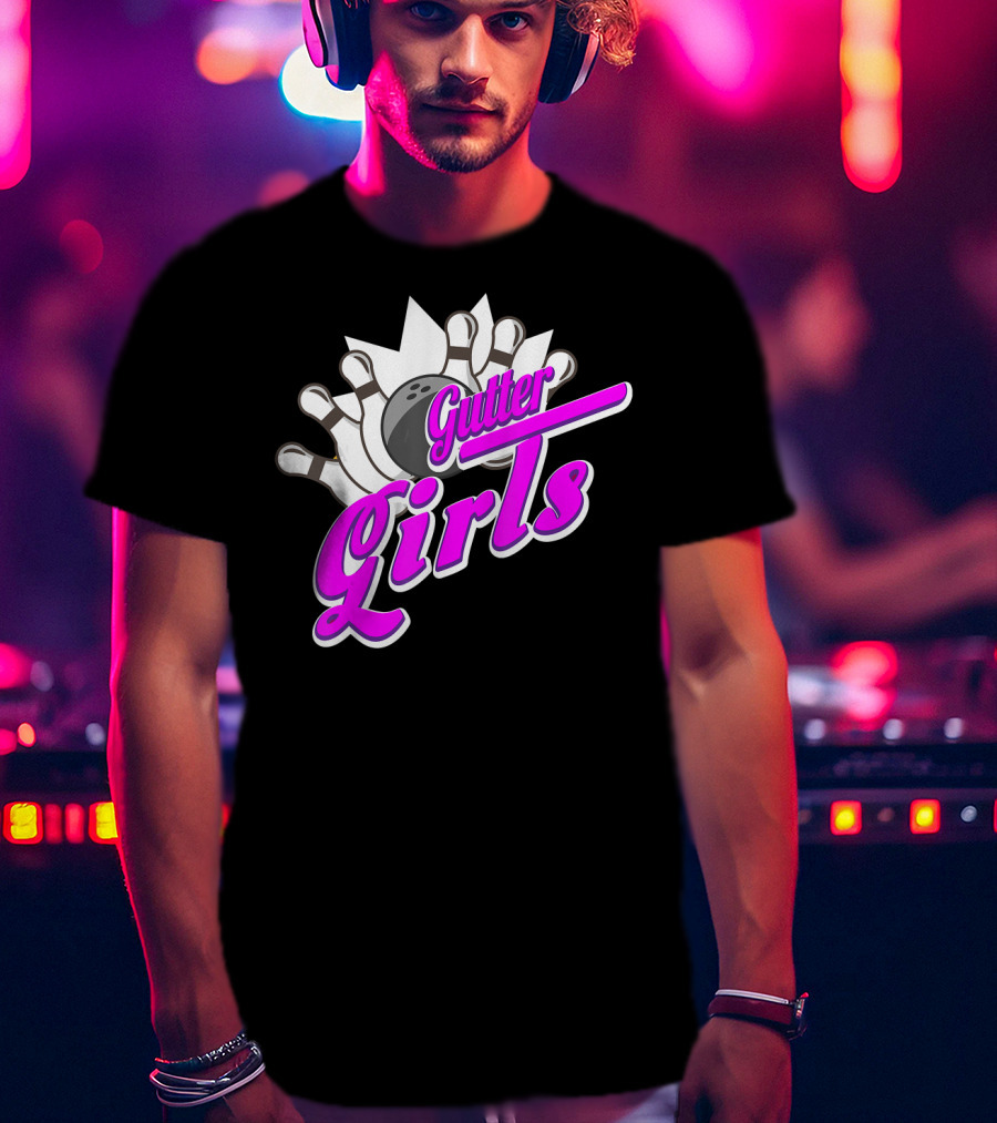 Gutter Girls Bowling Ball Pin Bowler Retro T-Shirt