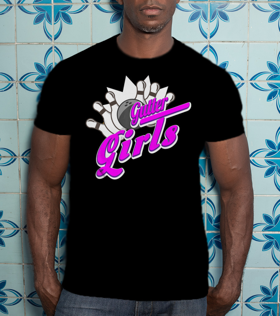Gutter Girls Bowling Ball Pin Bowler Retro T-Shirt