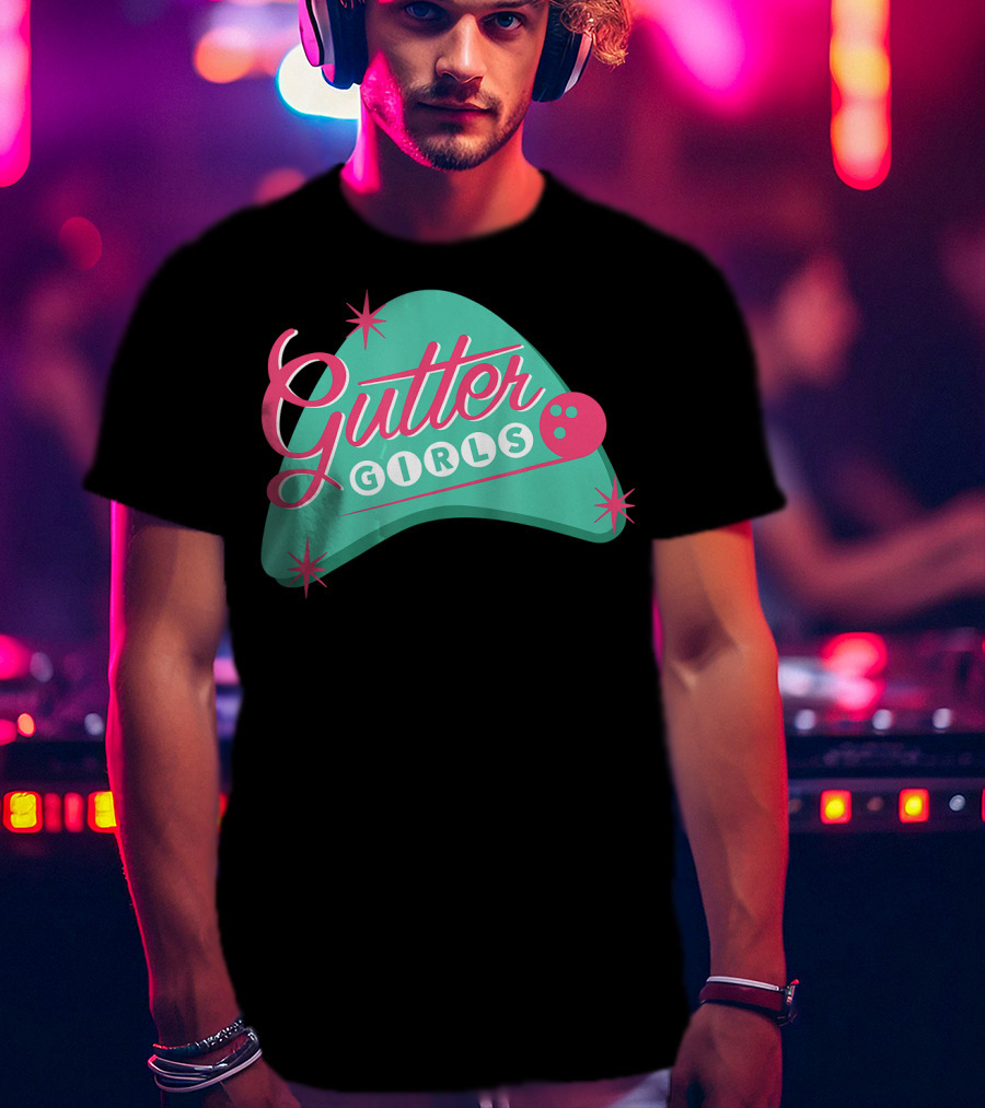 Gutter Girls Bowling Team Retro Logo Pastel T-Shirt