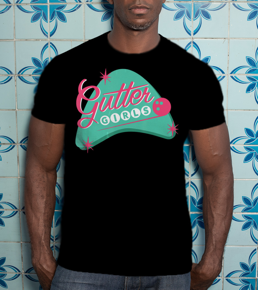 Gutter Girls Bowling Team Retro Logo Pastel T-Shirt