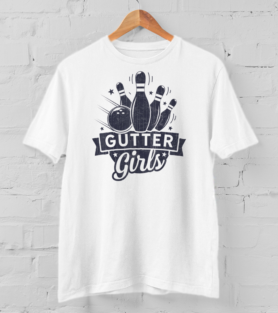 Gutter Girls Bowling Pin Strike Kids Bowle T-Shirt