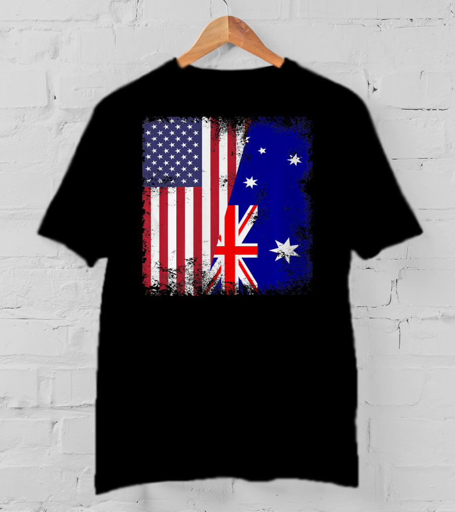 Vintage Half American Australian Flag Iconic T-Shirt