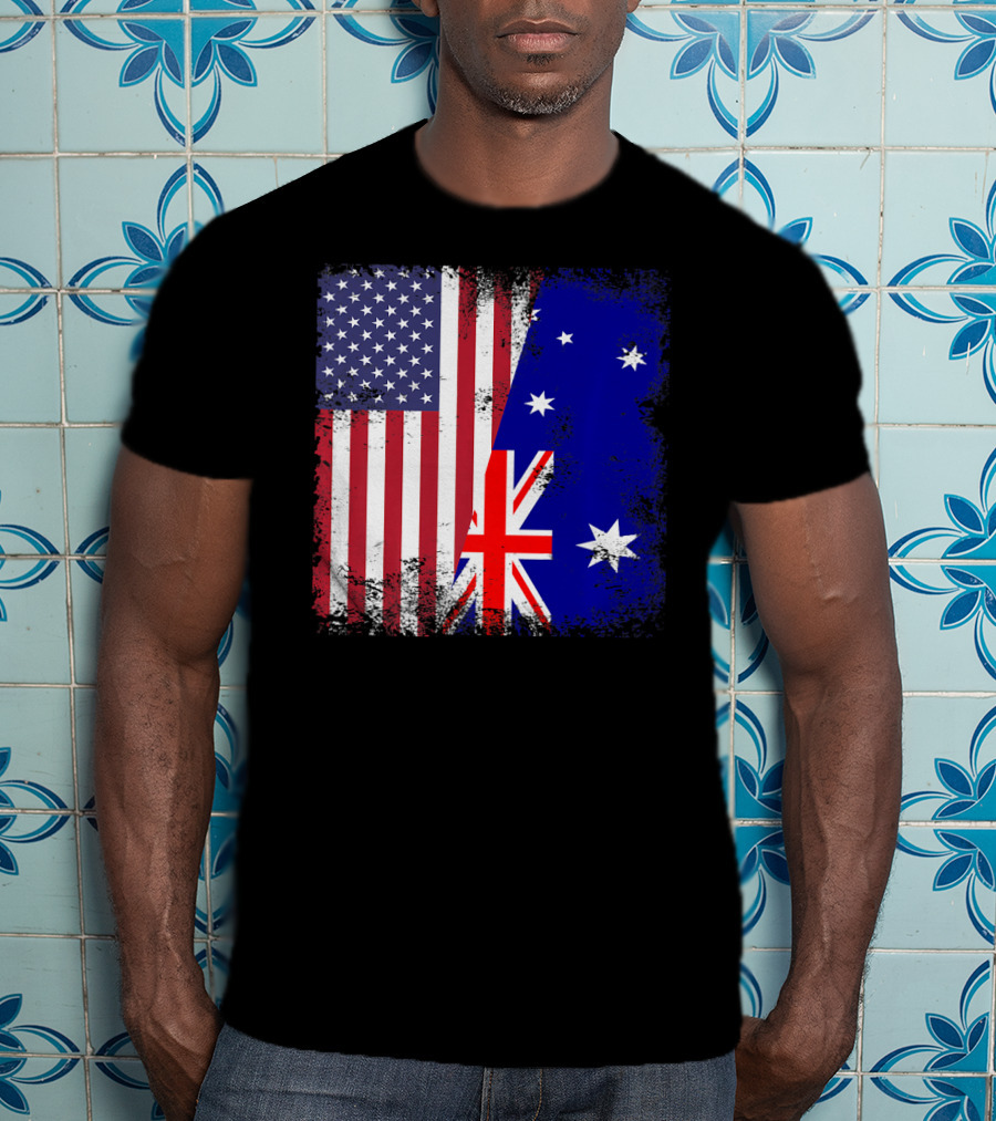 Vintage Half American Australian Flag Iconic T-Shirt