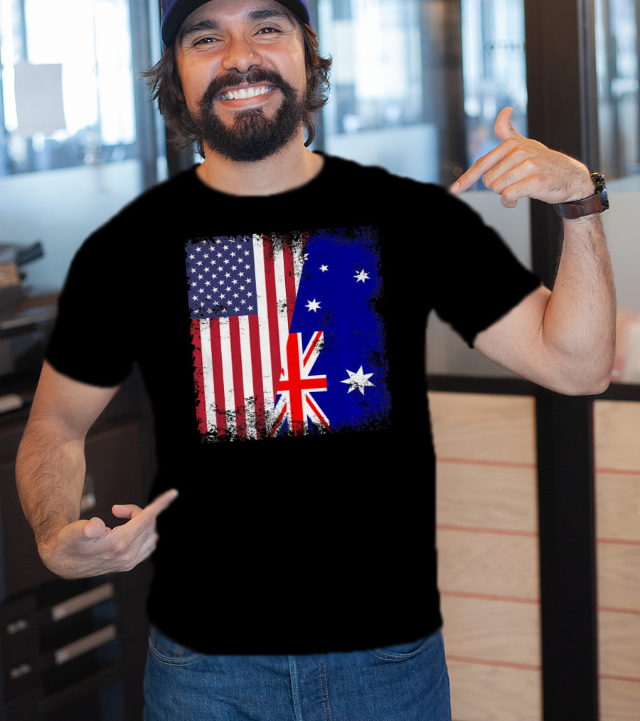 Vintage Half American Australian Flag Iconic T-Shirt