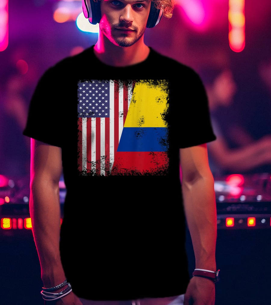 Half Colombian Half American Flag T-Shirt
