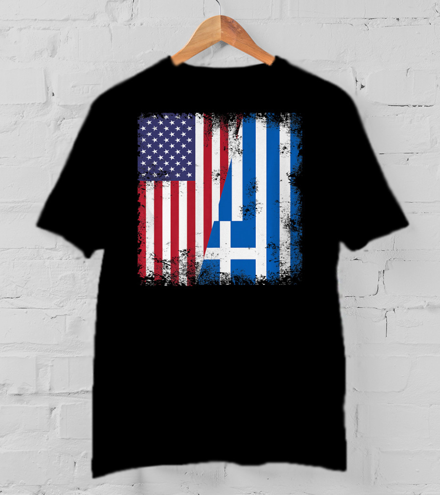 Half Greek Flag Vintage Greece U.S. Split Distressed American Greek Flags T-Shirt