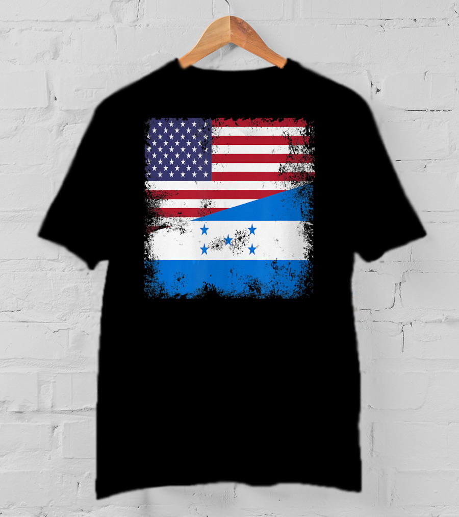 Half Honduran Half American Flag Vintage Hon T-Shirt