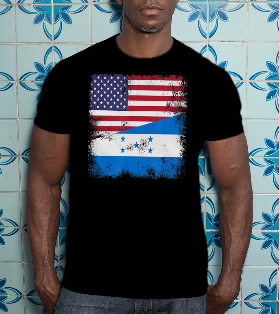 Half Honduran Half American Flag Vintage Hon T-Shirt