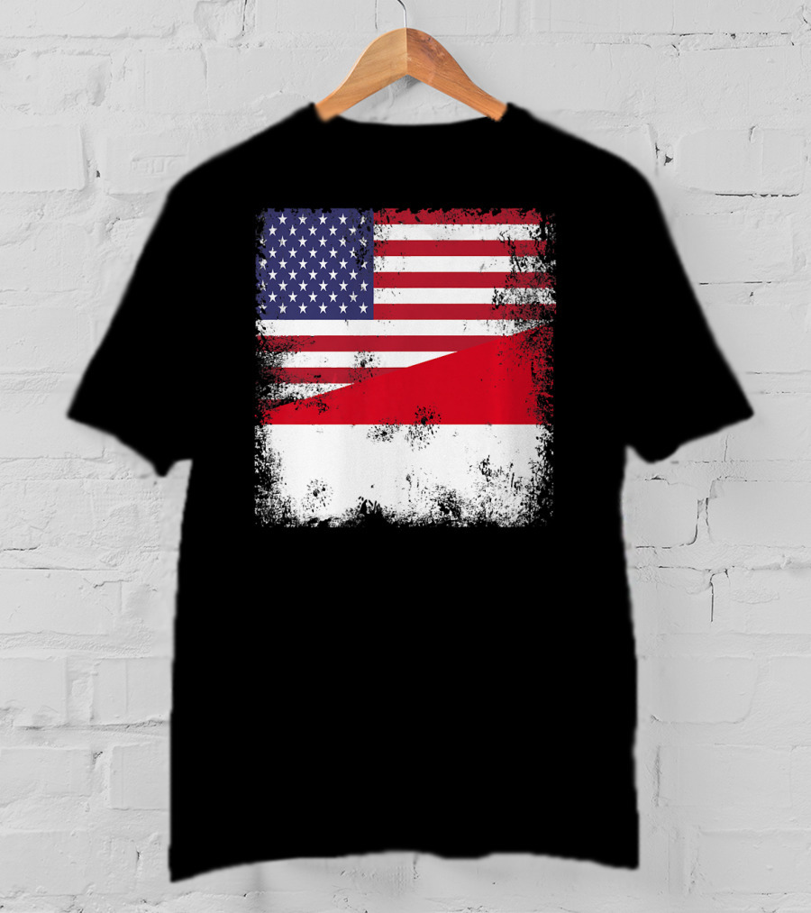 Half Indonesian Half American Flag Vintage Indo USA Fusion T-Shirt