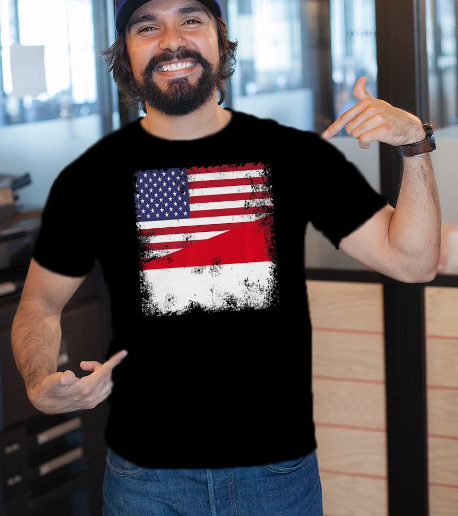 Half Indonesian Half American Flag Vintage Indo USA Fusion T-Shirt