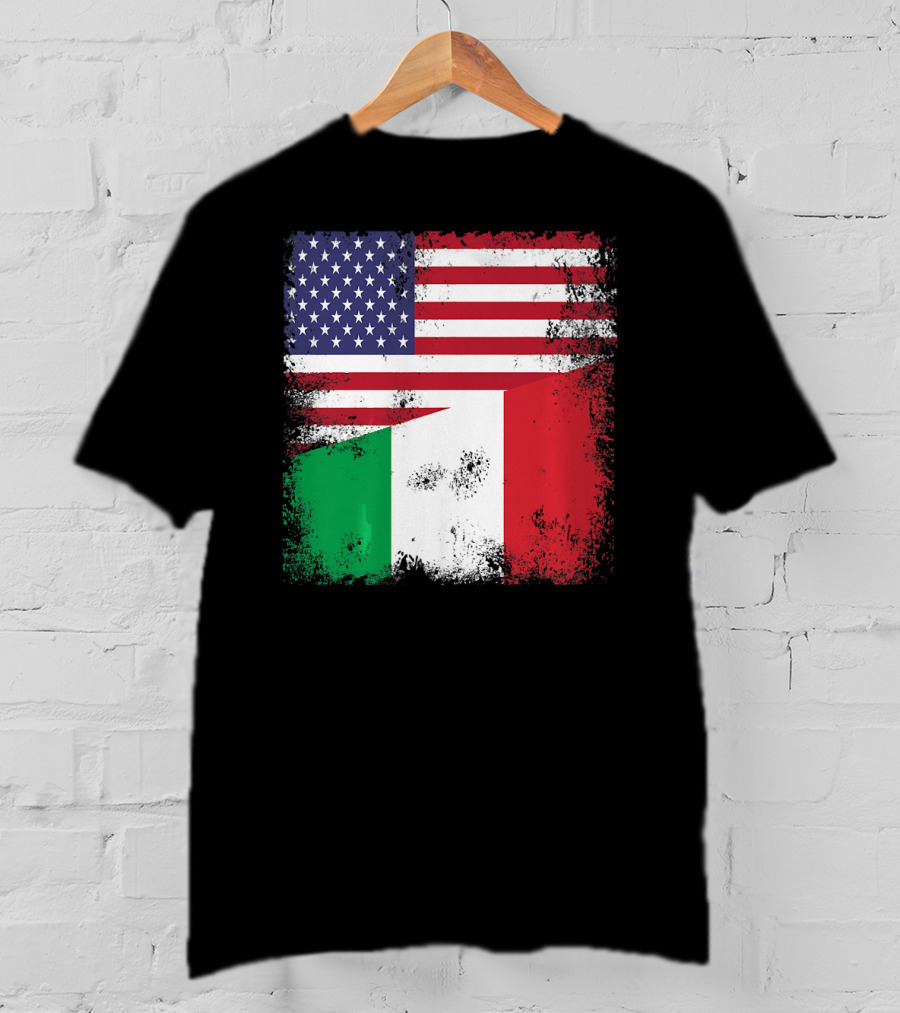Half Italian Flag Vintage Italy U.S. American Grunge T-Shirt