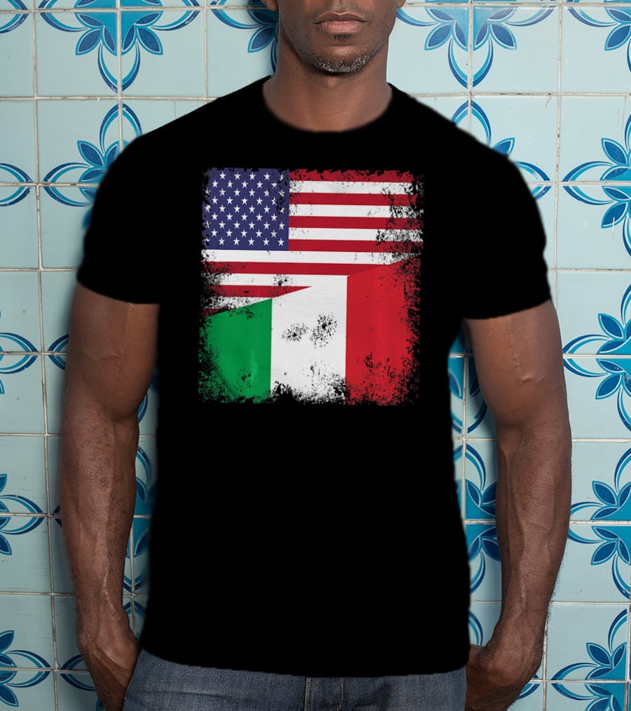 Half Italian Flag Vintage Italy U.S. American Grunge T-Shirt