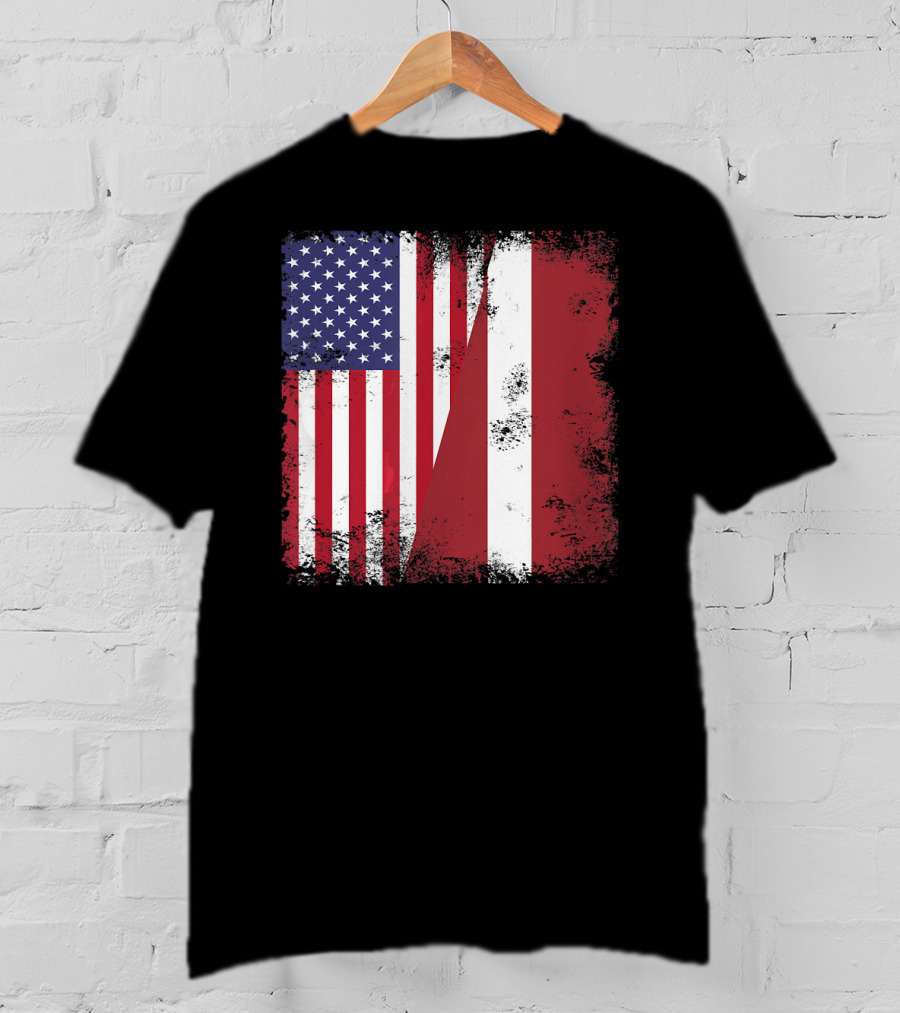 Half Latvian Half American Flag Vintage Latvia U T-Shirt