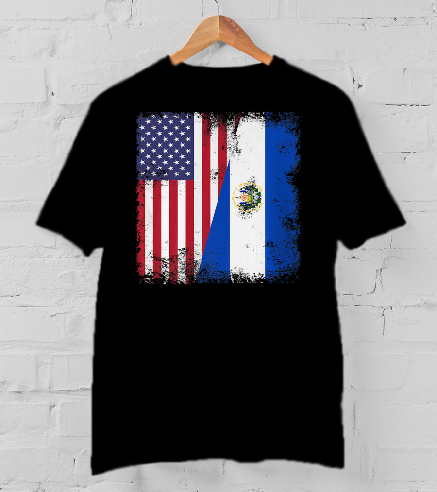 United States And Half Salvadoran Flag Vintage El Sal T-Shirt