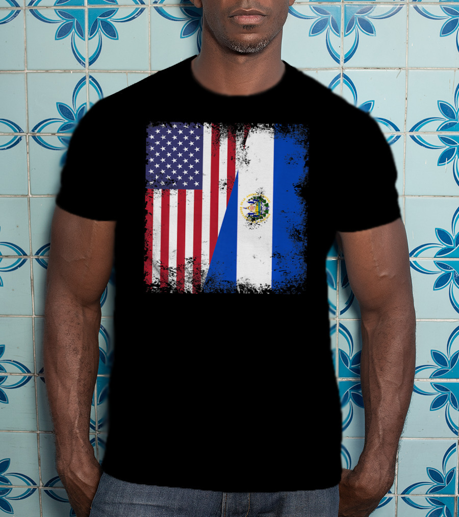 United States And Half Salvadoran Flag Vintage El Sal T-Shirt