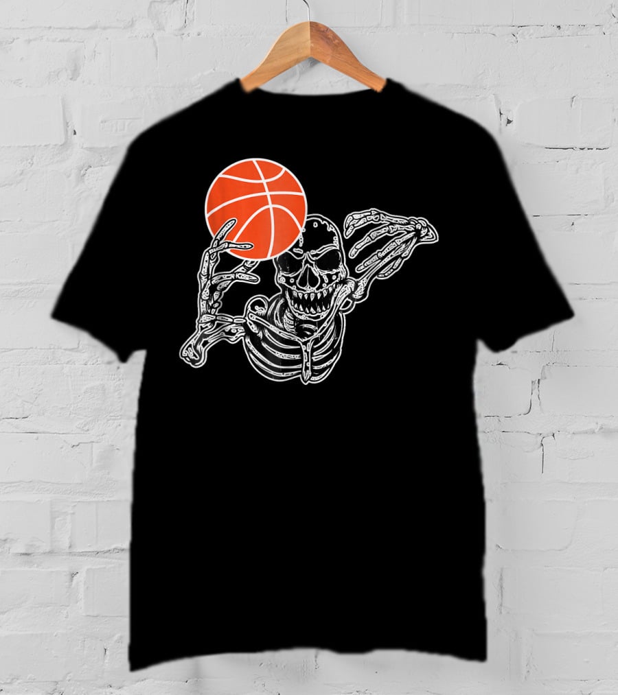 Halloween Skeleton Basketball Player Skul Dunking Spooky Slam T-Shirt