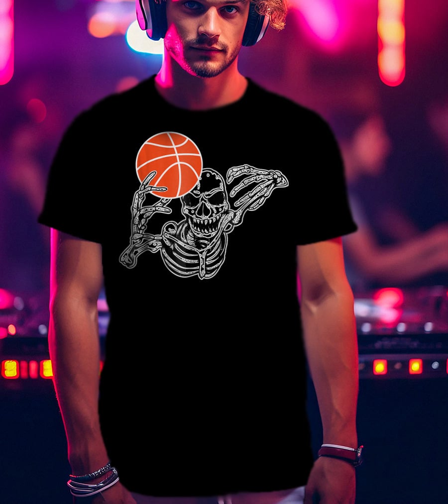 Halloween Skeleton Basketball Player Skul Dunking Spooky Slam T-Shirt