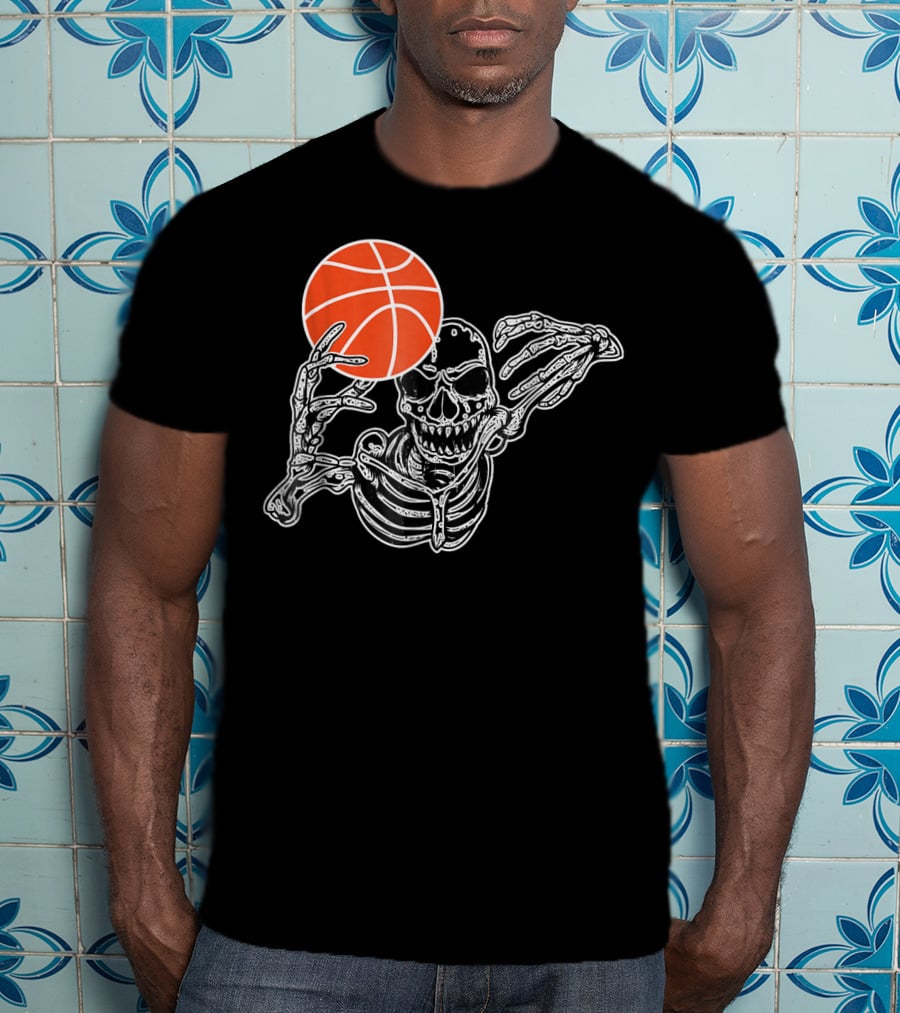 Halloween Skeleton Basketball Player Skul Dunking Spooky Slam T-Shirt