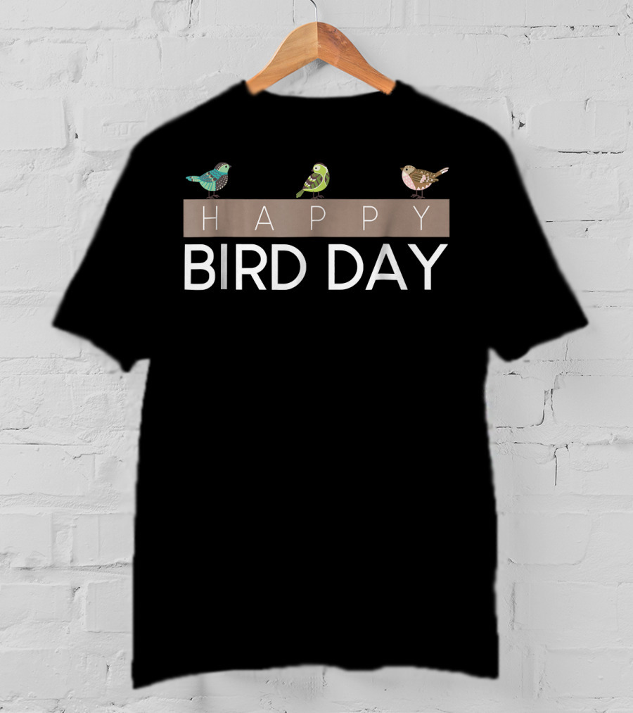 Happy Bird Day Birding Celebration With Colorful Birds T-Shirt