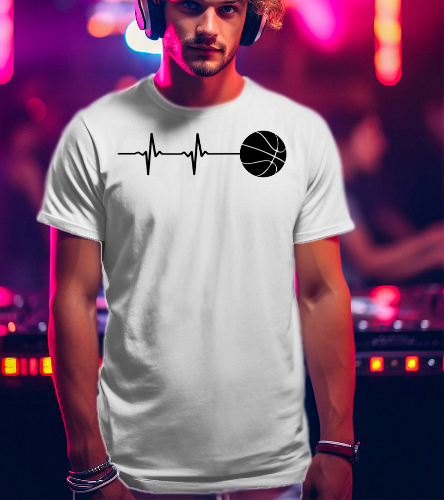 Heartbeat Basketball Player Pulse Path T-Shirt