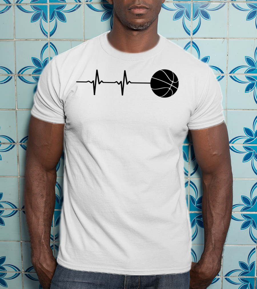 Heartbeat Basketball Player Pulse Path T-Shirt