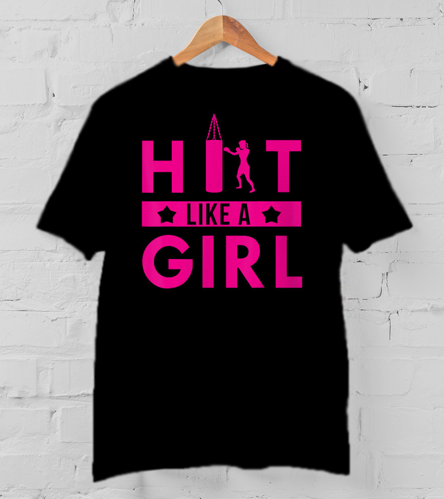 Hit Like A Girl Boxing Punching Bag Boxer T-Shirt