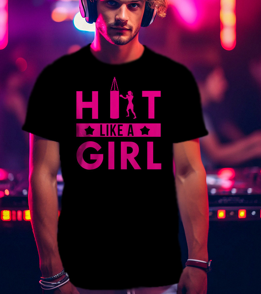 Hit Like A Girl Boxing Punching Bag Boxer T-Shirt