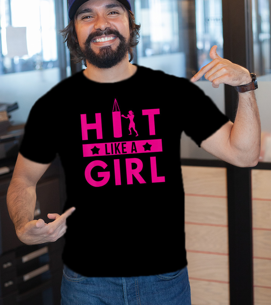 Hit Like A Girl Boxing Punching Bag Boxer T-Shirt