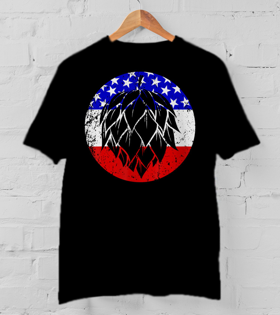 Hops Style Craft Beer American Flag Circle T-Shirt