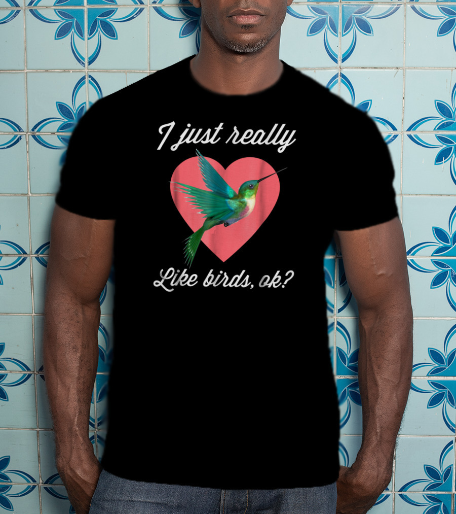 I Just Really Like Birds Ok Hummingbird Heart T-Shirt