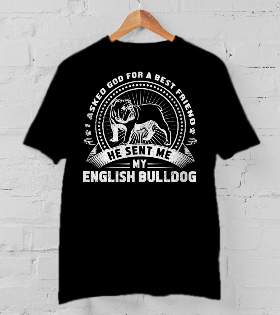 I Asked God For A Best Friend He Sent Me My English Bulldog T-Shirt